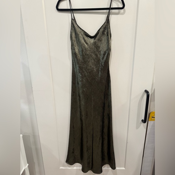 Massimo Dutti Slip Dress Metallic Green Women’s XS